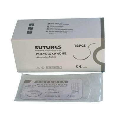 سعر جيد مستشفى الحيوانات البيطرية PDO Chromic Catgut Silk Nylon PGA 910 75 سم خيوط جراحية مع إبرة معقمة كلب قط حيوان أليف الانترنت