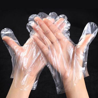 سعر جيد 100PCS مربع قفازات إعادة الاستخدام المطبخ الغذائي HDPE قفازات بلاستيكية إعادة الاستخدام قفازات طهي شفافة PE للمطعم والمنزل الانترنت