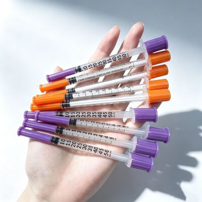 سعر جيد حقنة الأنسولين المستخدمة مرة واحدة 0.5cc 1cc Medical Etral Thin Wall Insulin Syringes with Customized Color متصل